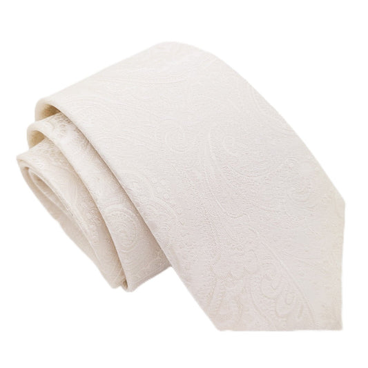 Ivory Paisley Silk Wedding Tie - Wedding Tie - Regular - Swagger & Swoon