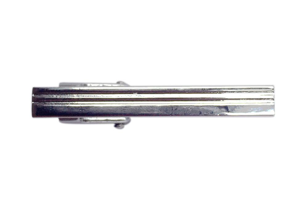 Ribbed Silver Tie Bar Clip