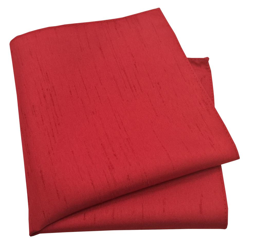 Red Shantung Pocket Square - Wedding