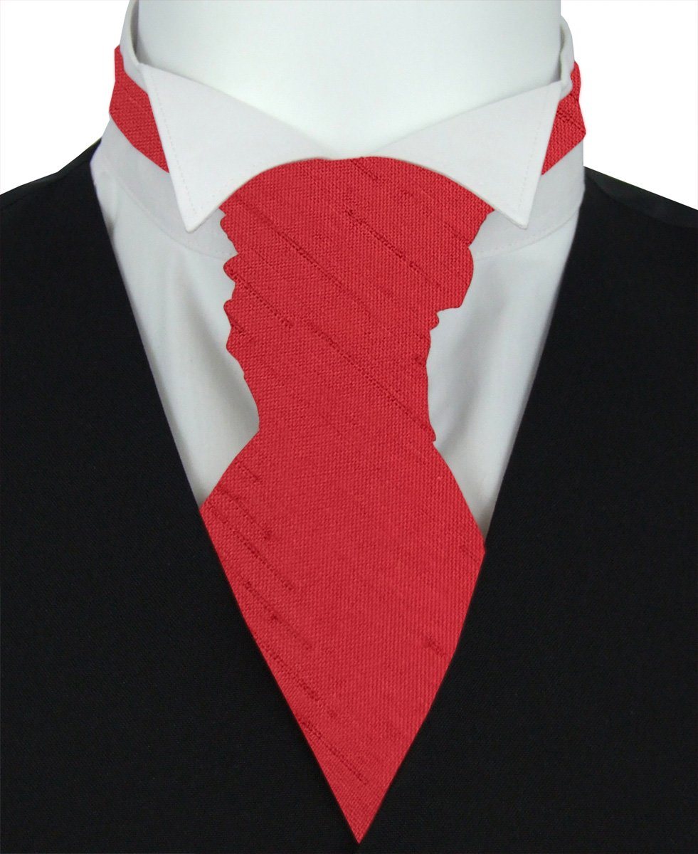 Red Shantung Pre-Tied Wedding Cravat - Wedding