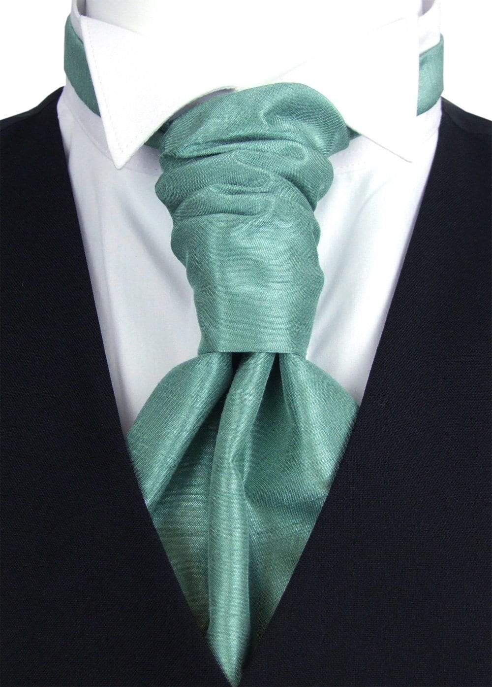 Sage Shantung Pre-Tied Wedding Cravat - Wedding