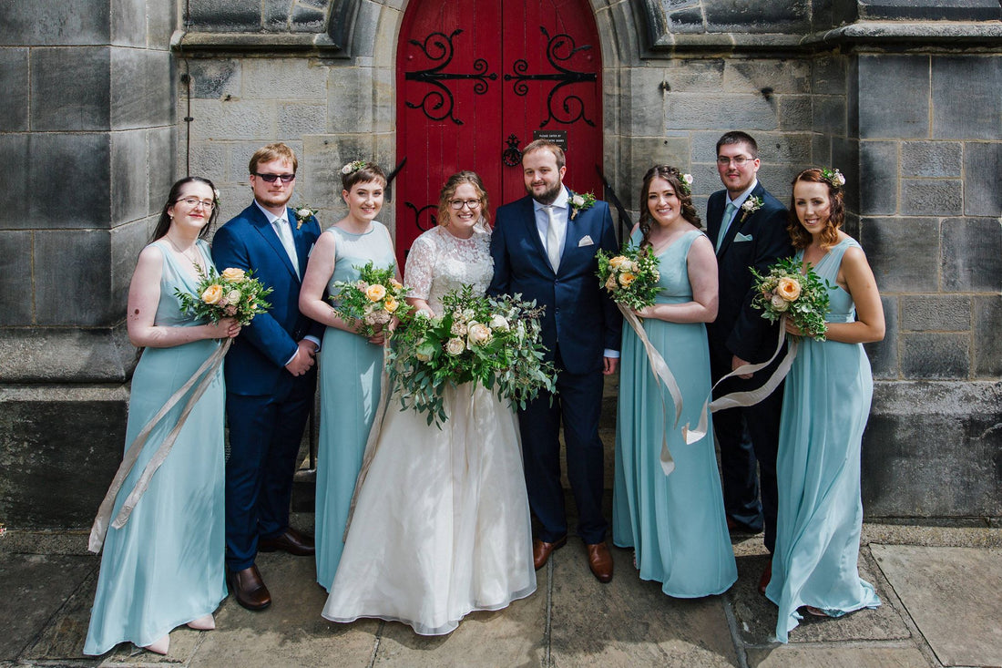 Bright Green Wedding Ties matching the Bridesmaid Dresses