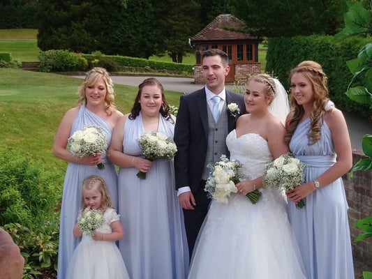 Blue Bridesmaid Dressed with Matching Ties