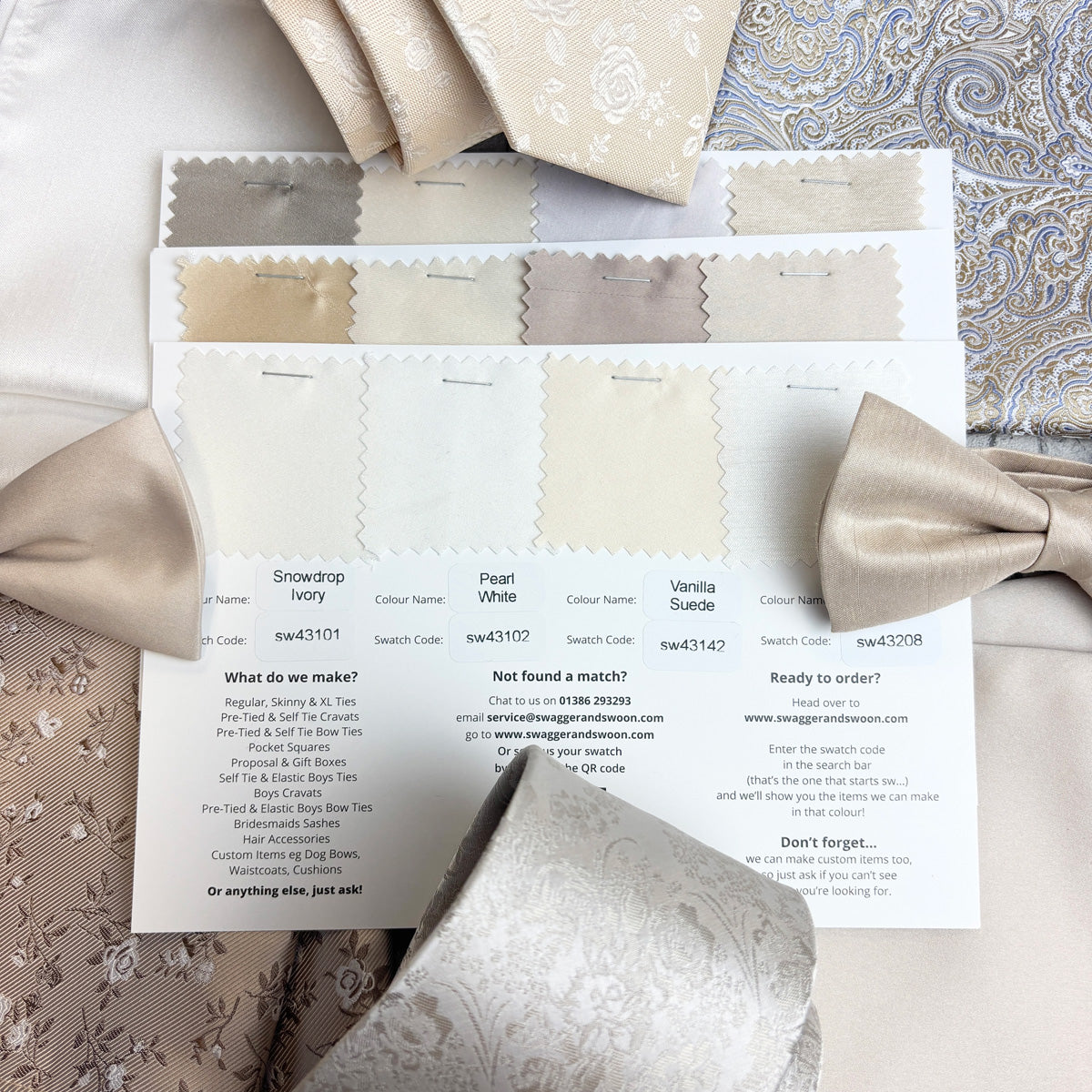 Neutral Wedding Pocket Squares UK | Ivory & Champagne Matching Sets ...