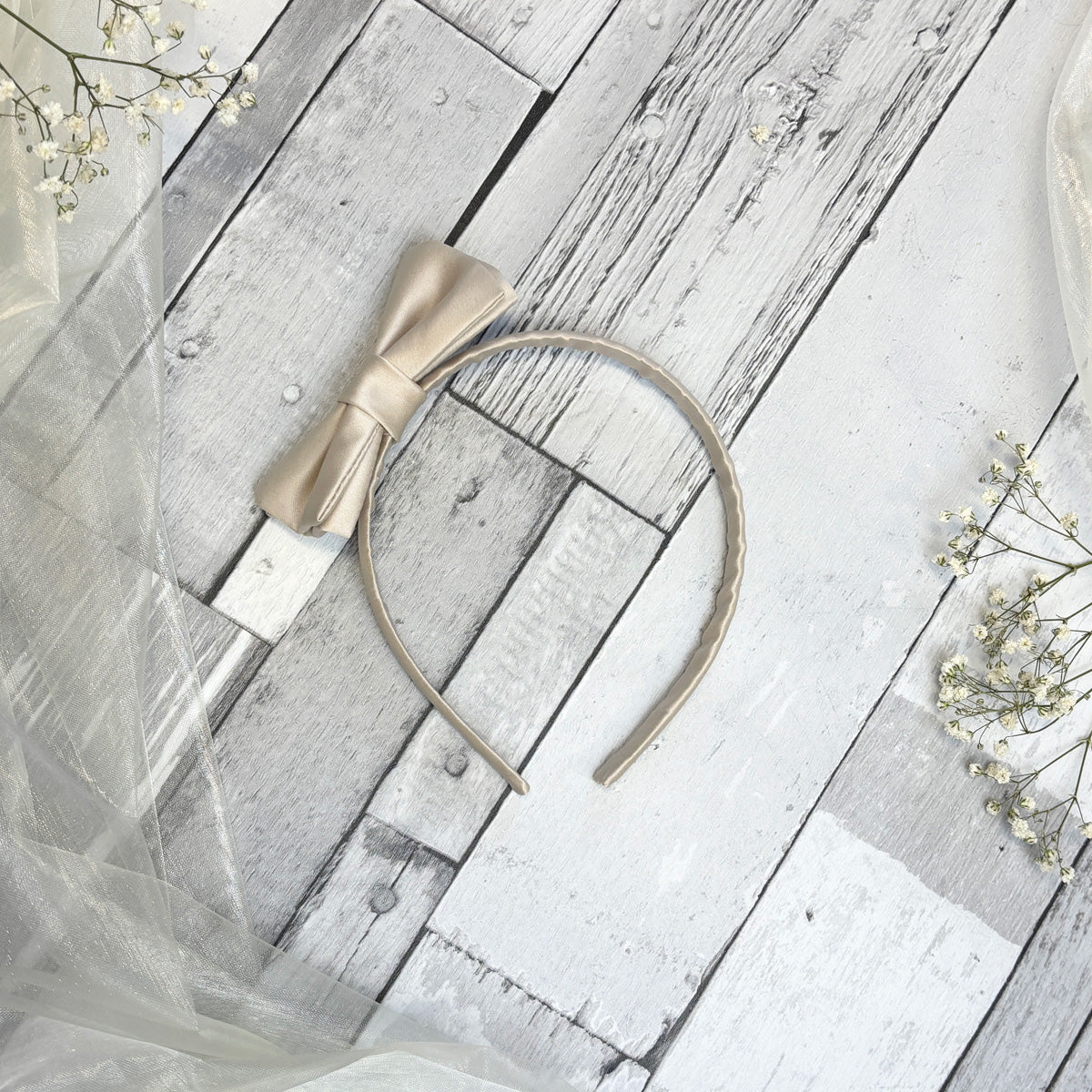 Antique Champagne Small Bow Headband