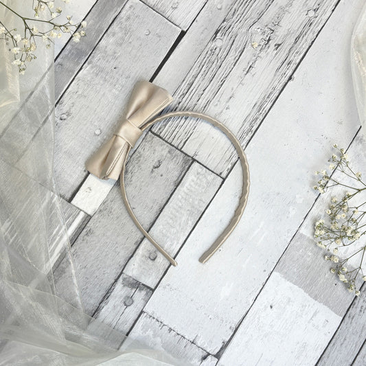 Antique Champagne Small Bow Headband
