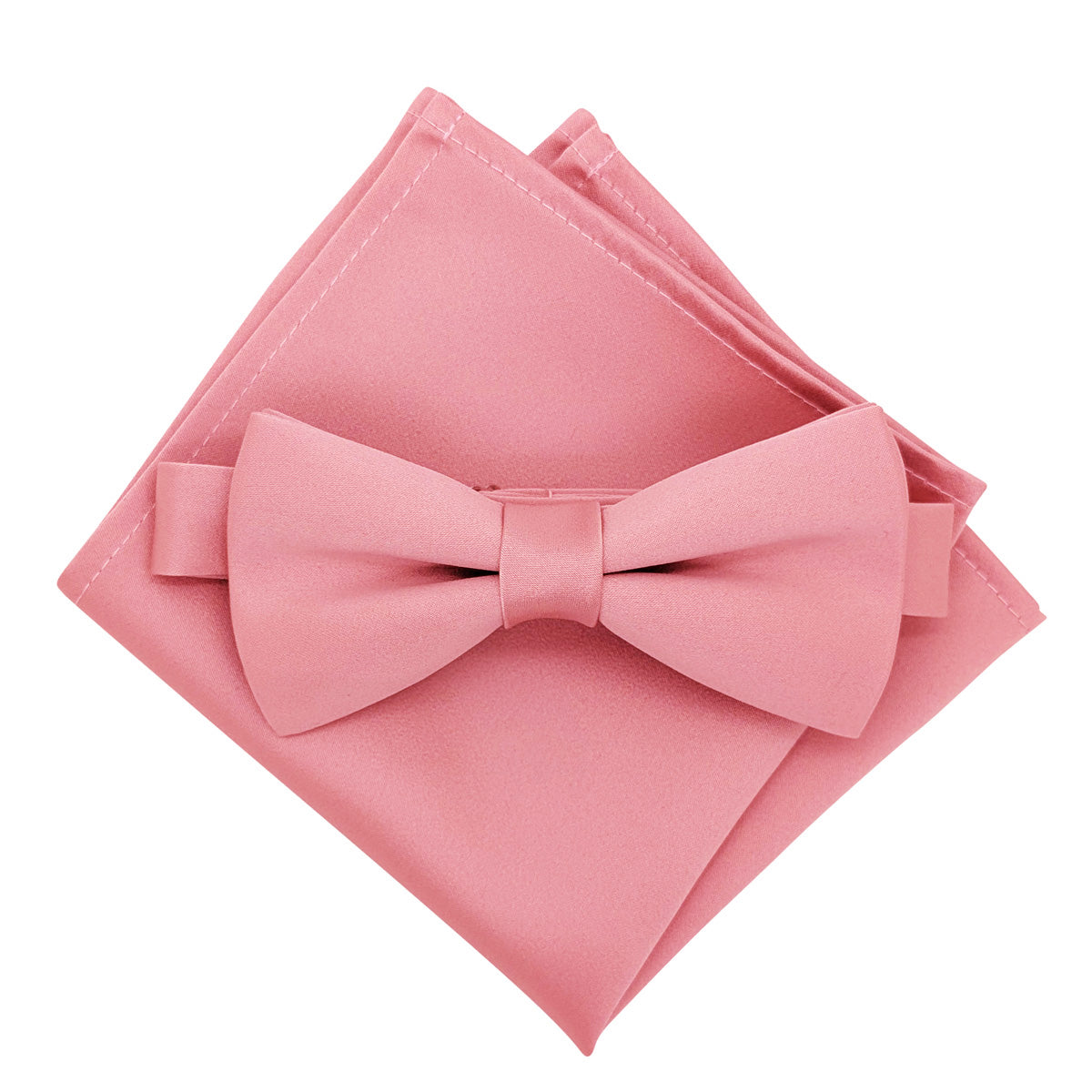 Antique Rose Bow Tie on Adjustable Neckstrap and Pocket Square