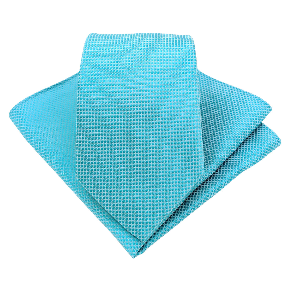 Aqua Textured Wedding Tie and Pocket Square Set