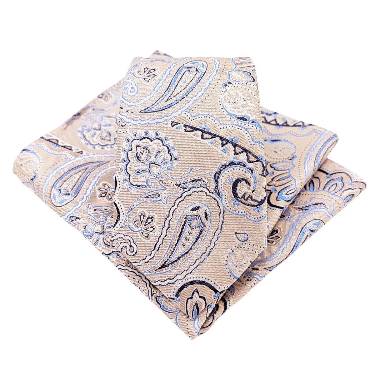 Beige-Paisley-Silk-Wedding-Tie-and-Pocket-Square-Set