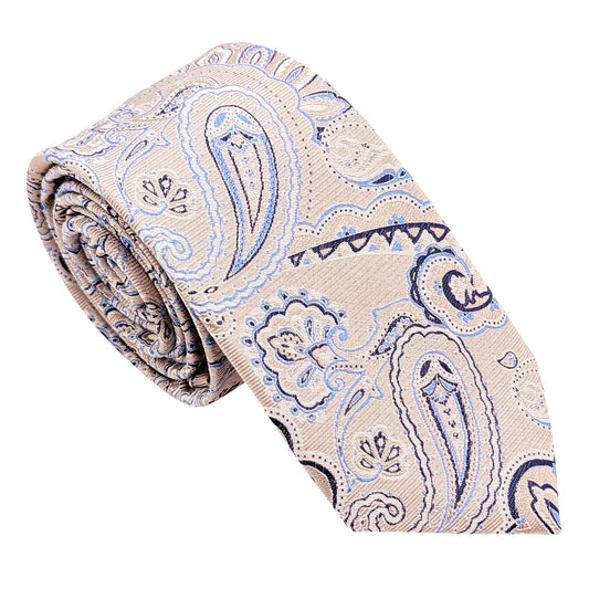 Beige-Paisley-Silk-Wedding-Tie