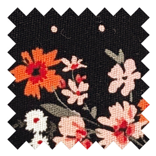 Black Ditsy Floral Cotton Wedding Swatch