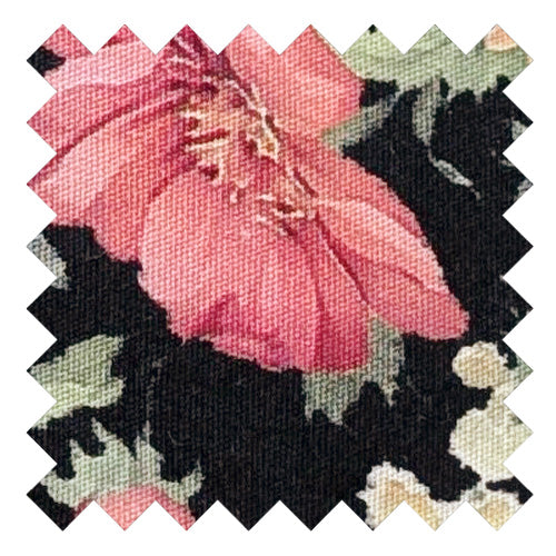 Black Large Floral Cotton Wedding Swatch