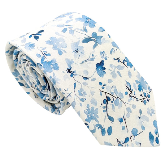 Blue-Botanical-Cotton-wedding-tie