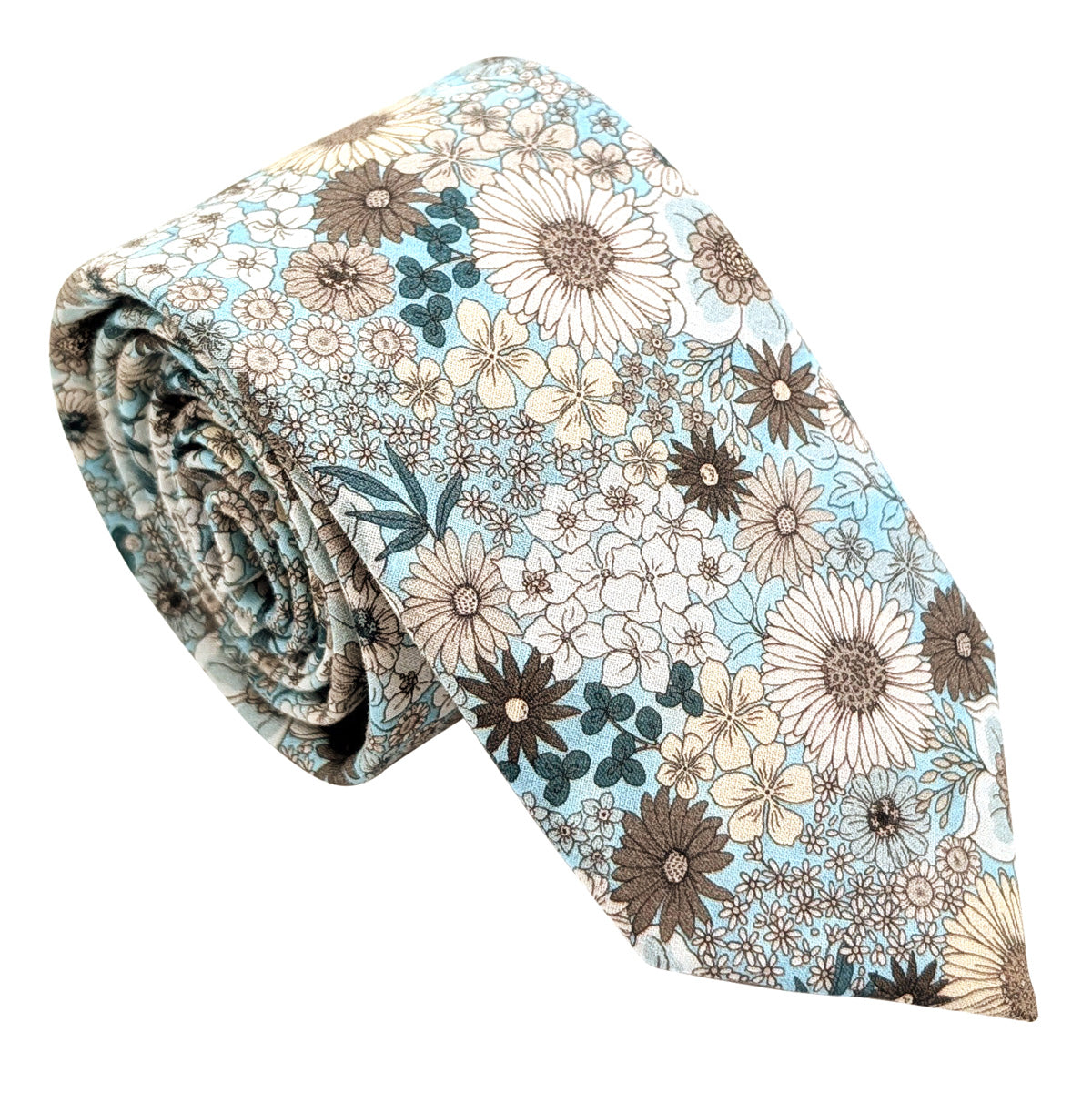 Blue-Garden-Flowers-Cotton-Wedding-Tie