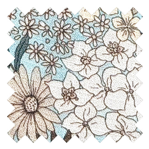 Blue Garden Flowers Cotton Wedding Swatch