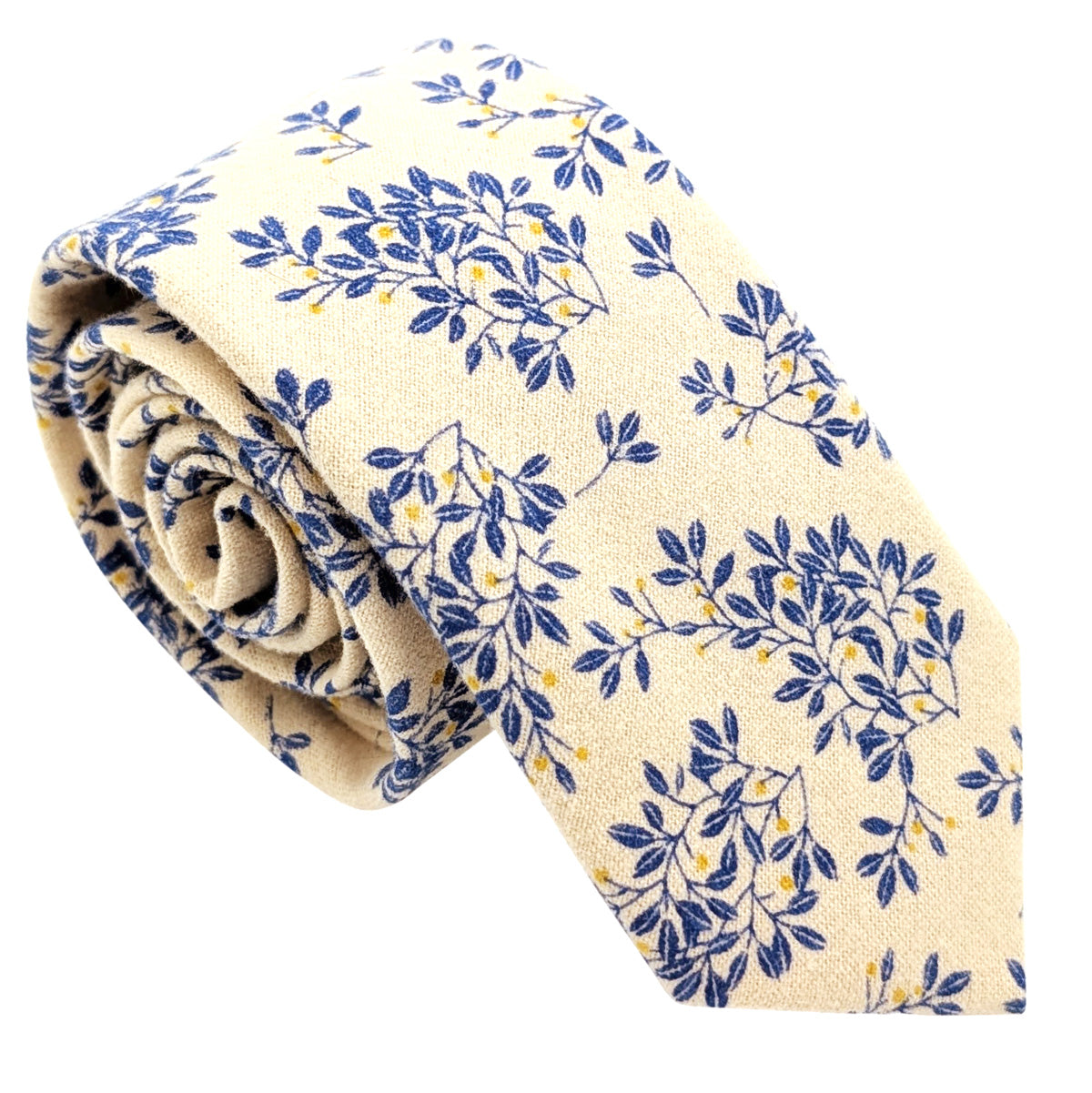 Blue-Leaves-Brushed-Cotton-wedding-tie