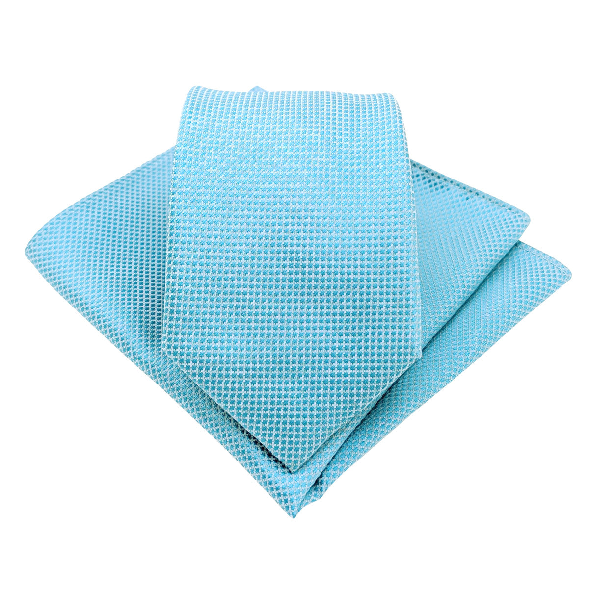 Blue Textured Wedding Tie and Pocket Square Set