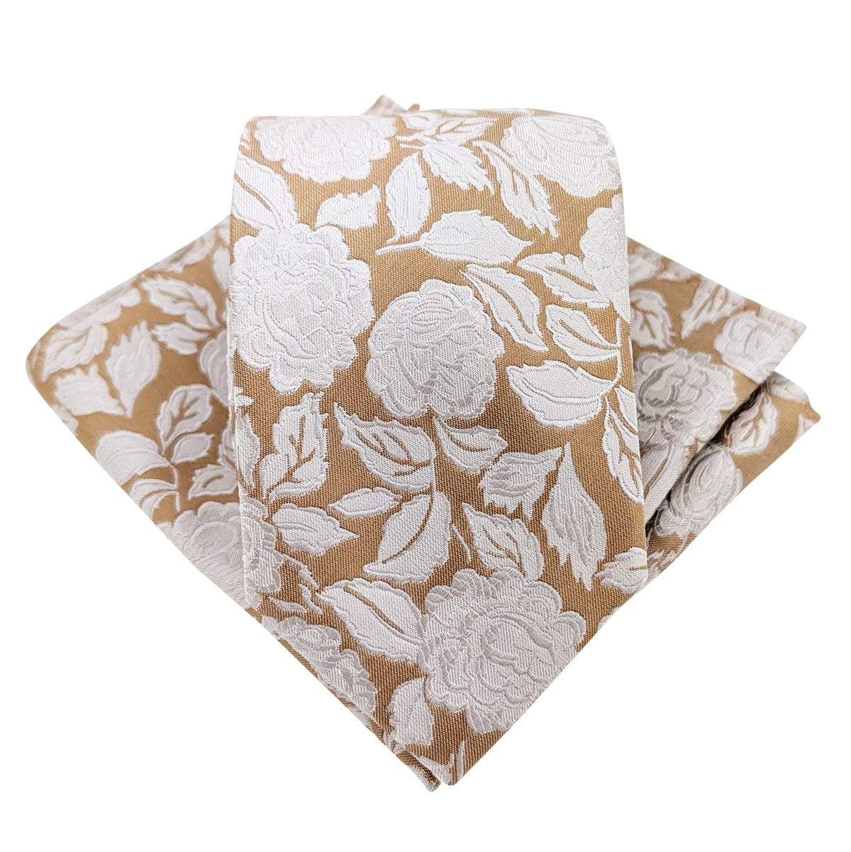 Bold Bronze Rose Wedding Tie and Pocket Square Set