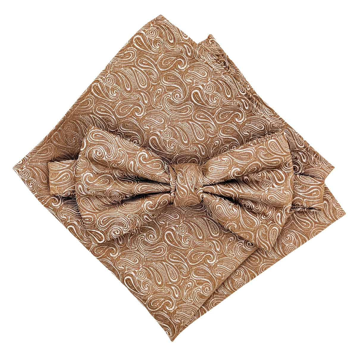 Bronze Paisley Bow Tie and Pocket Square Set