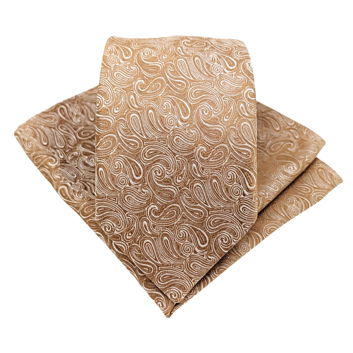 Bronze Paisley Wedding Tie and Pocket Square