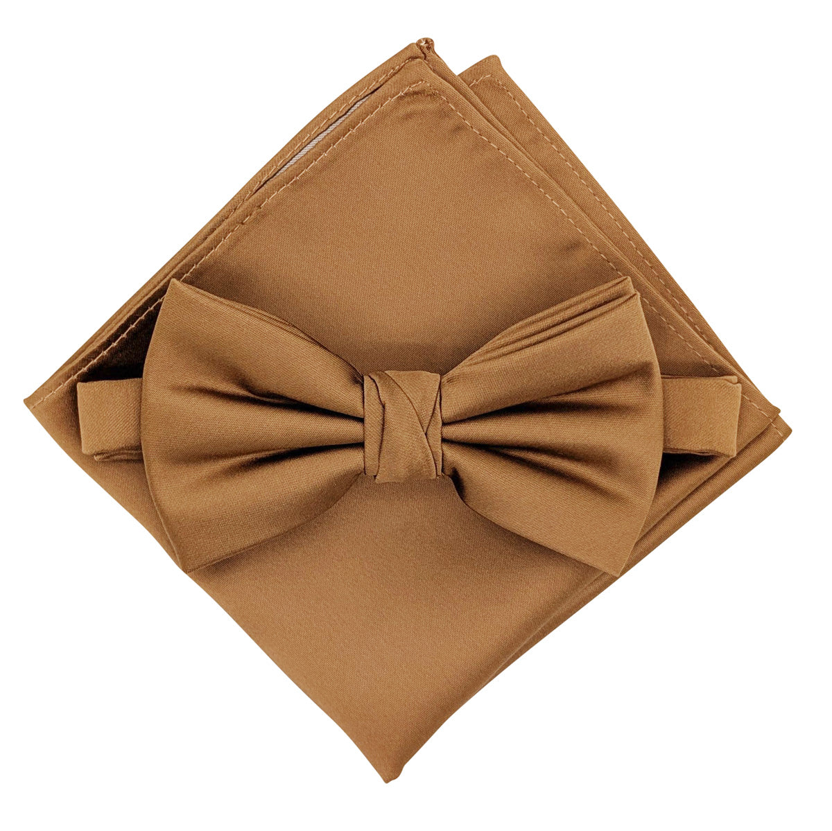 Bronze Bow Tie on Adjustable Neckstrap and Pockey Square Set