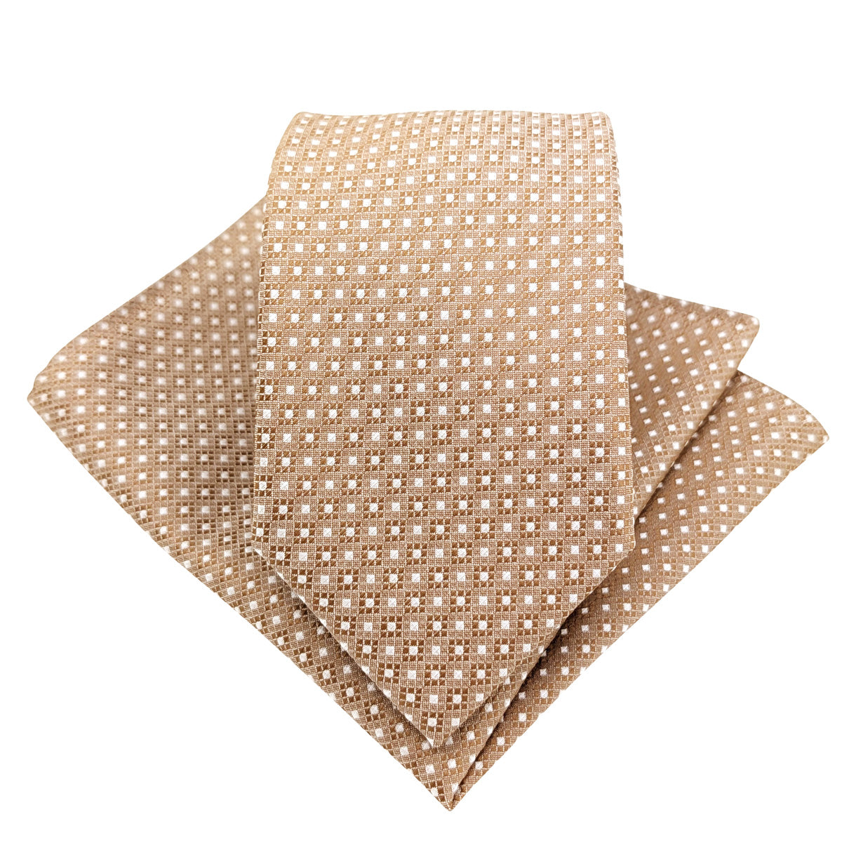 Bronze Diamonds Wedding Tie and pocket square set
