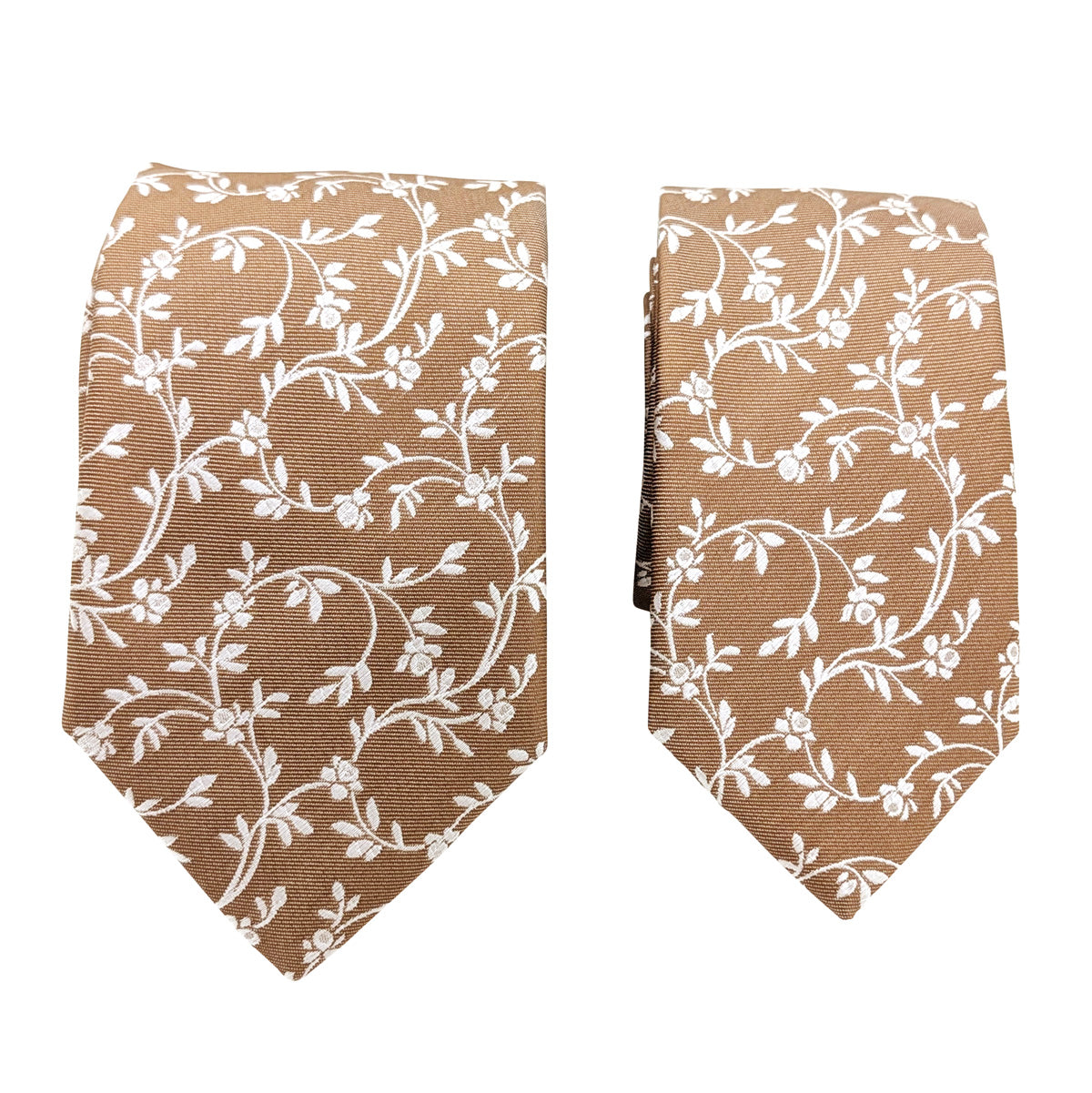 Bronze Leaves Wedding Tie and boys tie comparison