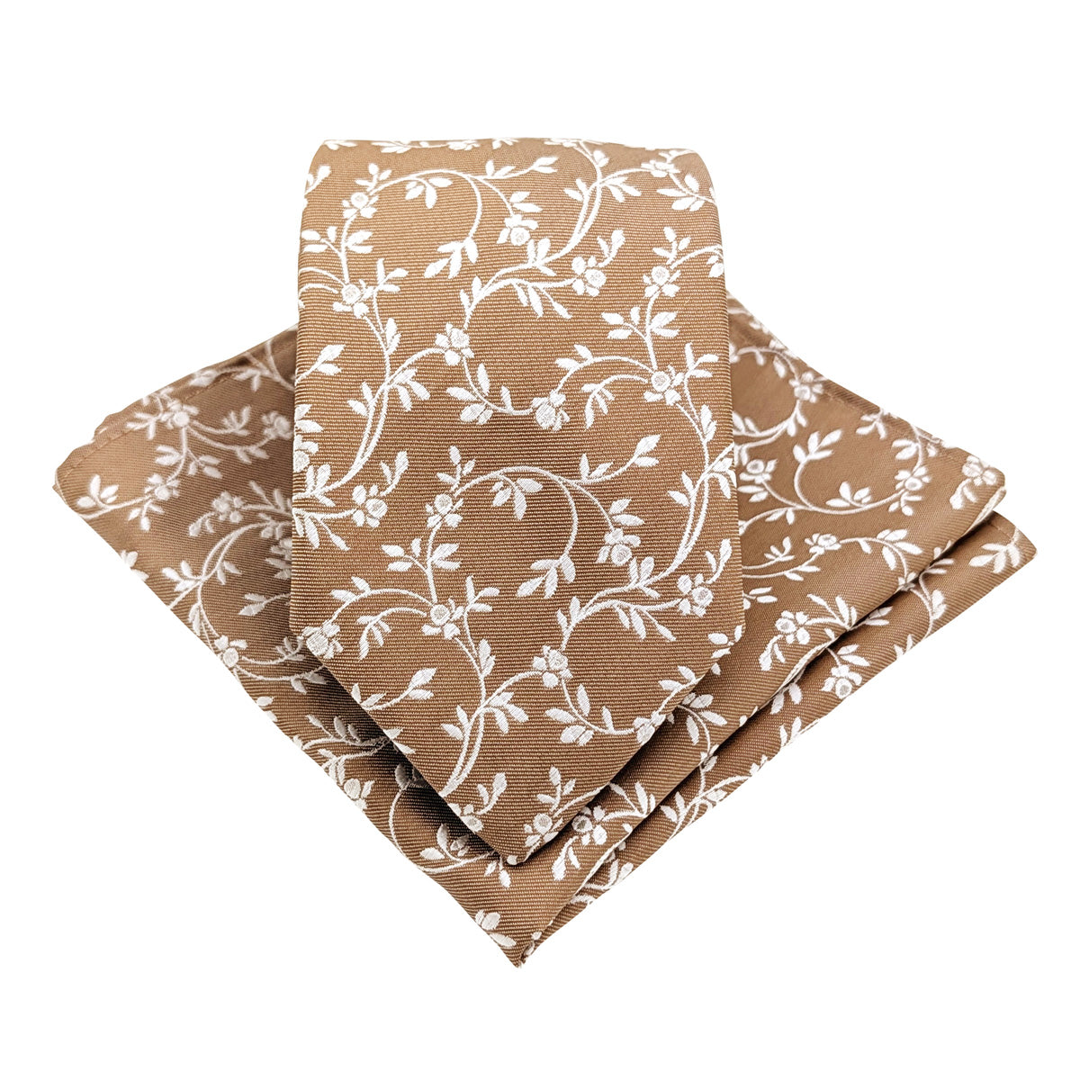 Bronze Leaves Wedding Tie and pocket square