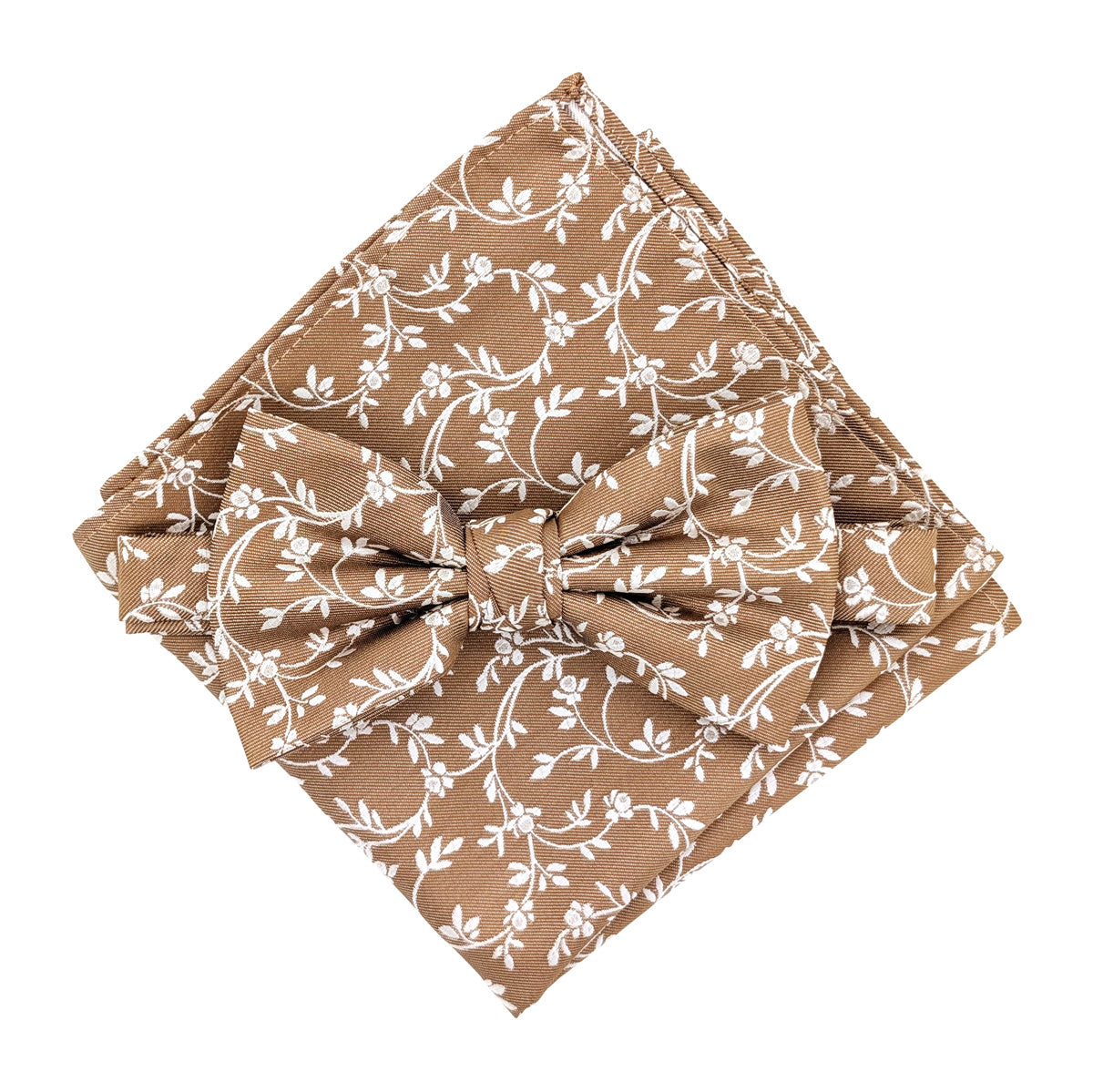 Bronze Leaves bow tie and pocket square set