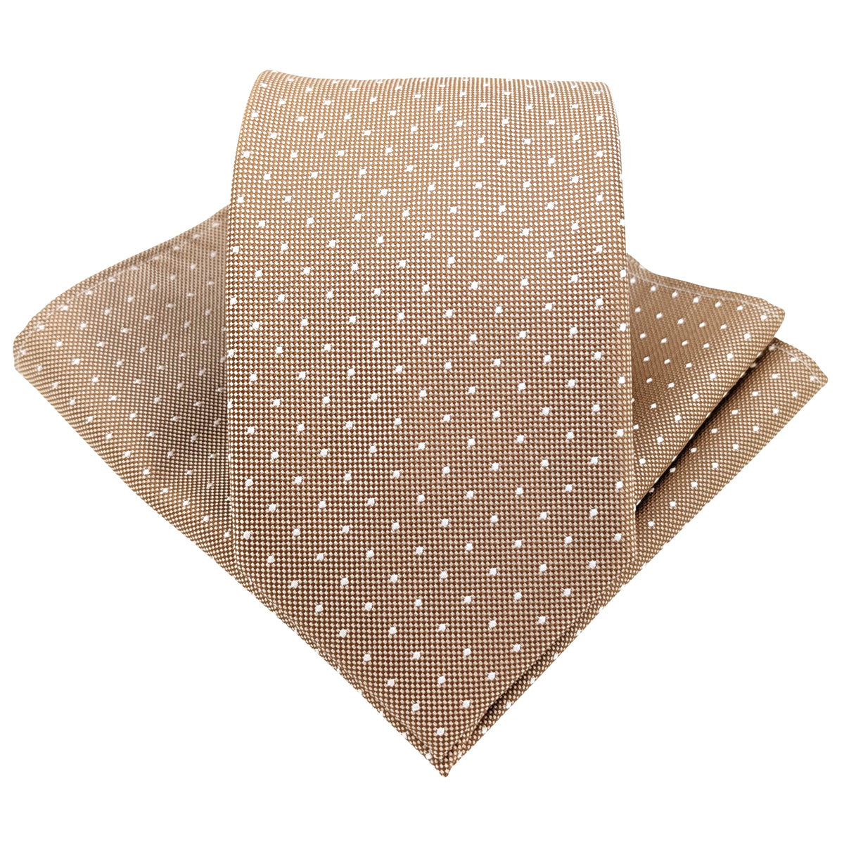 Bronze Pin Dots Wedding Tie and Pocket Square Set