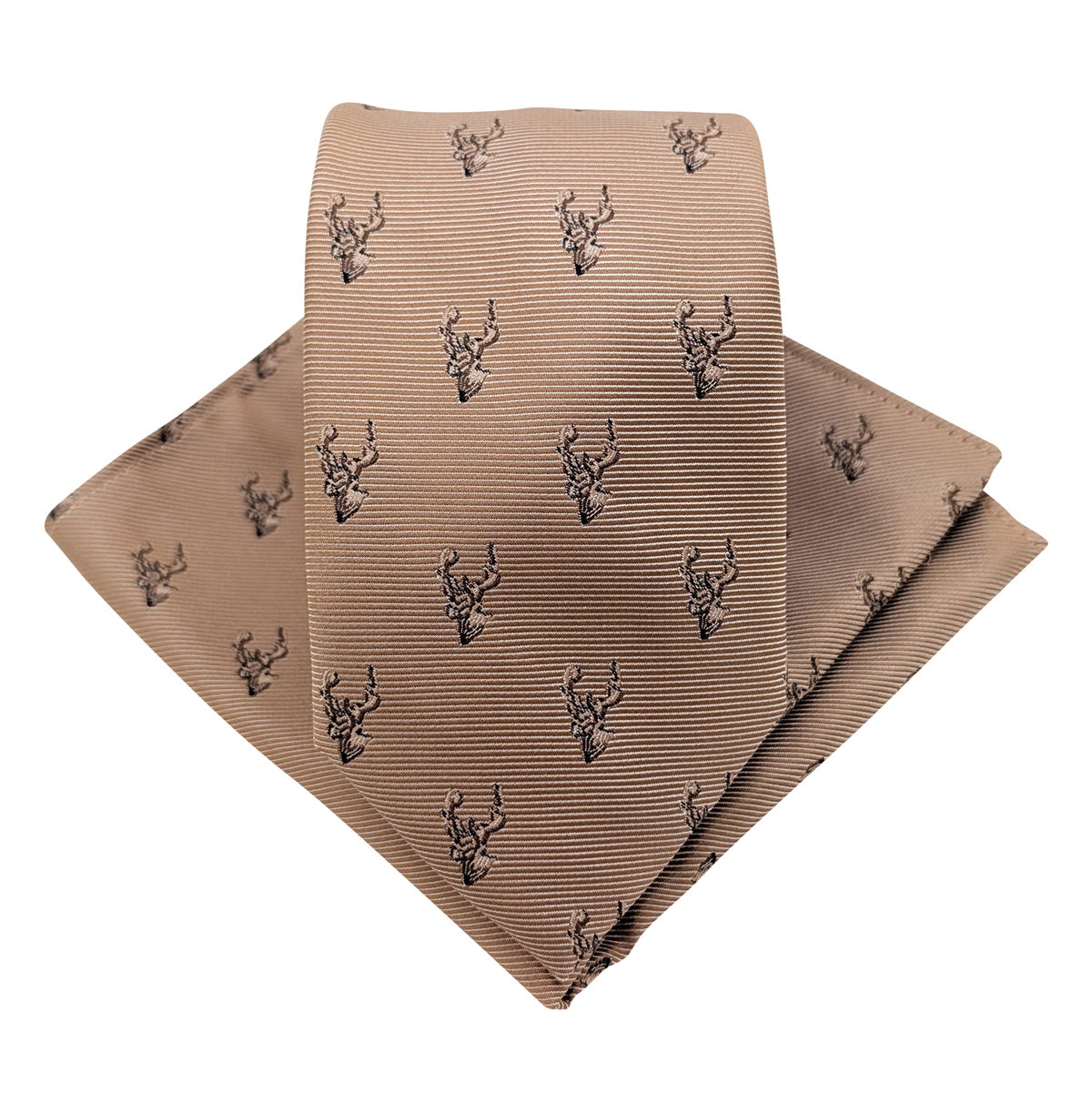 Bronze Stags tie and pocket square set