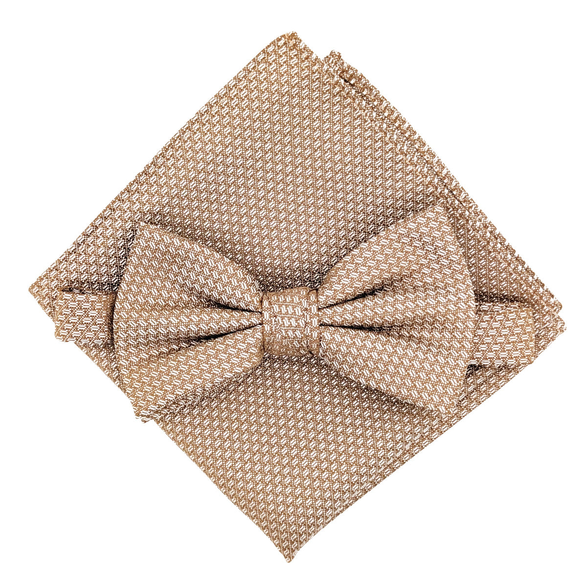 Bronze Woven Bow Tie and Pocket Square Set