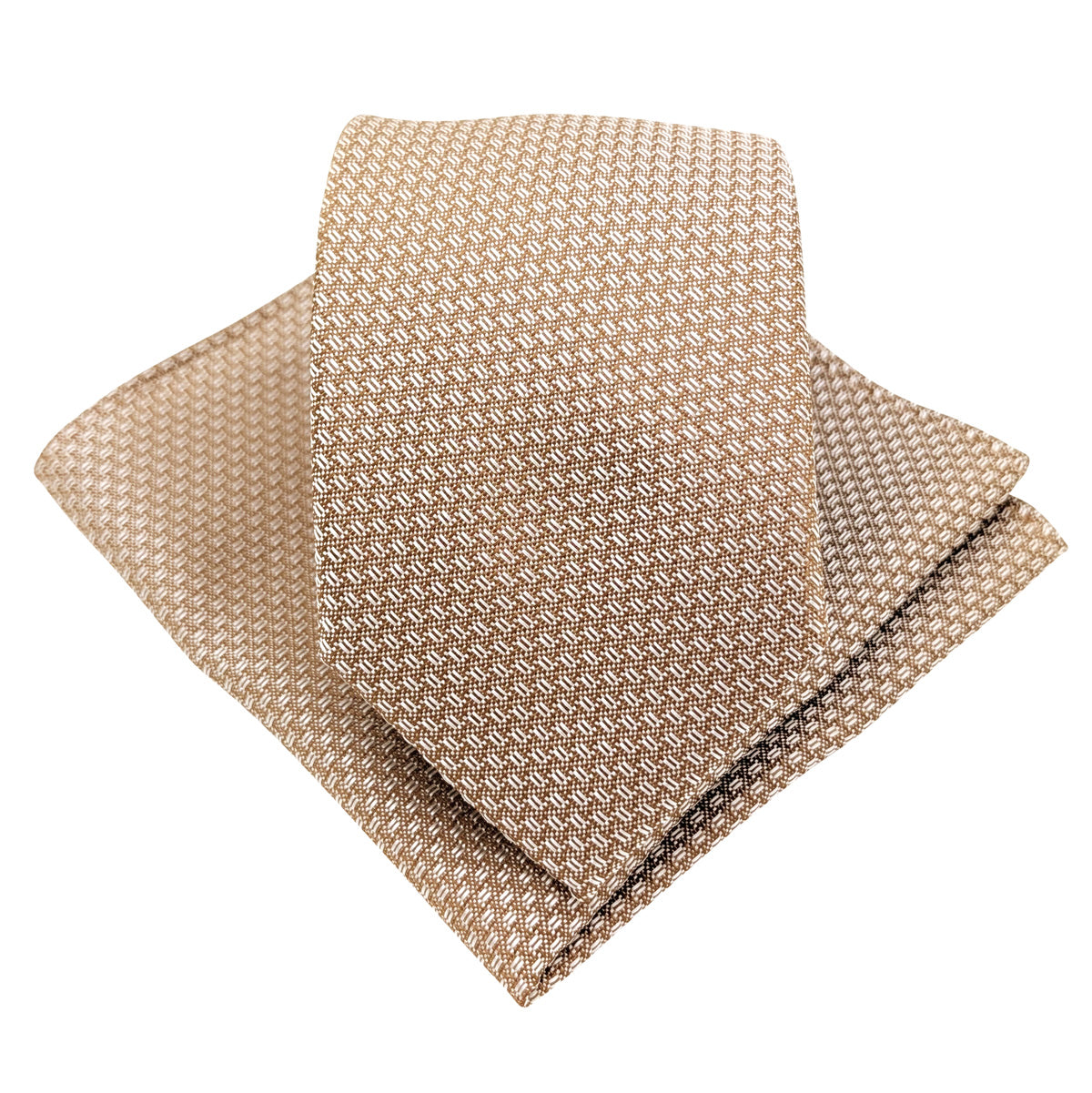 Bronze Woven Wedding Tie and Pocket Square Set