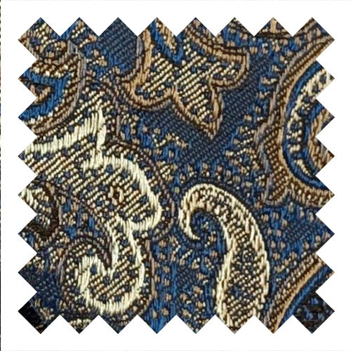 Brown & Blue Paisley Silk Wedding Swatch