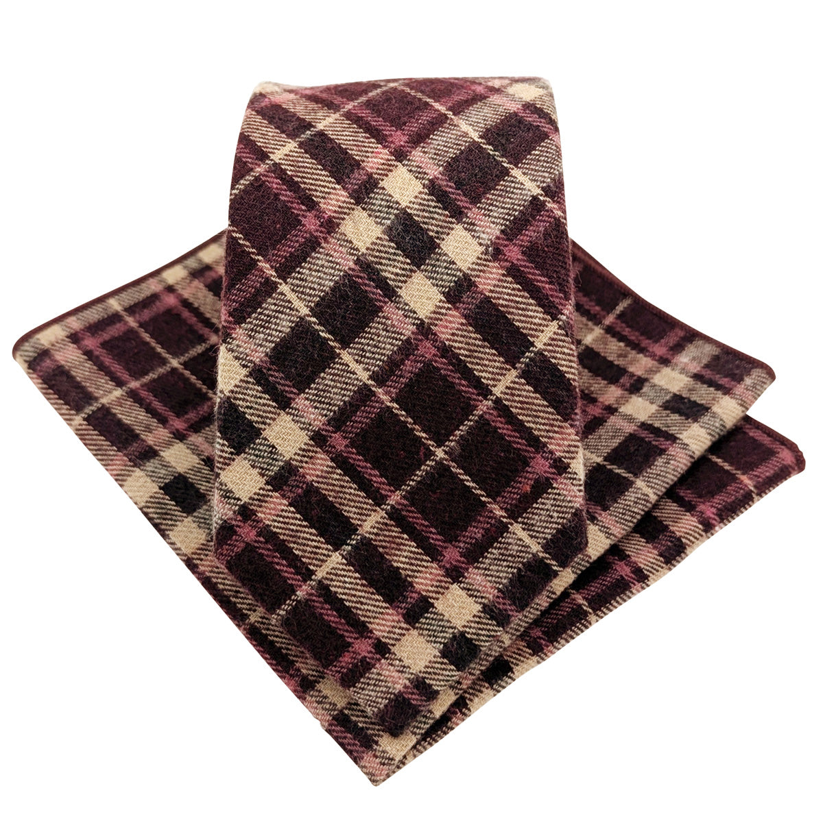 Burgundy-Tartan-Cotton-tie-and-pocket-square