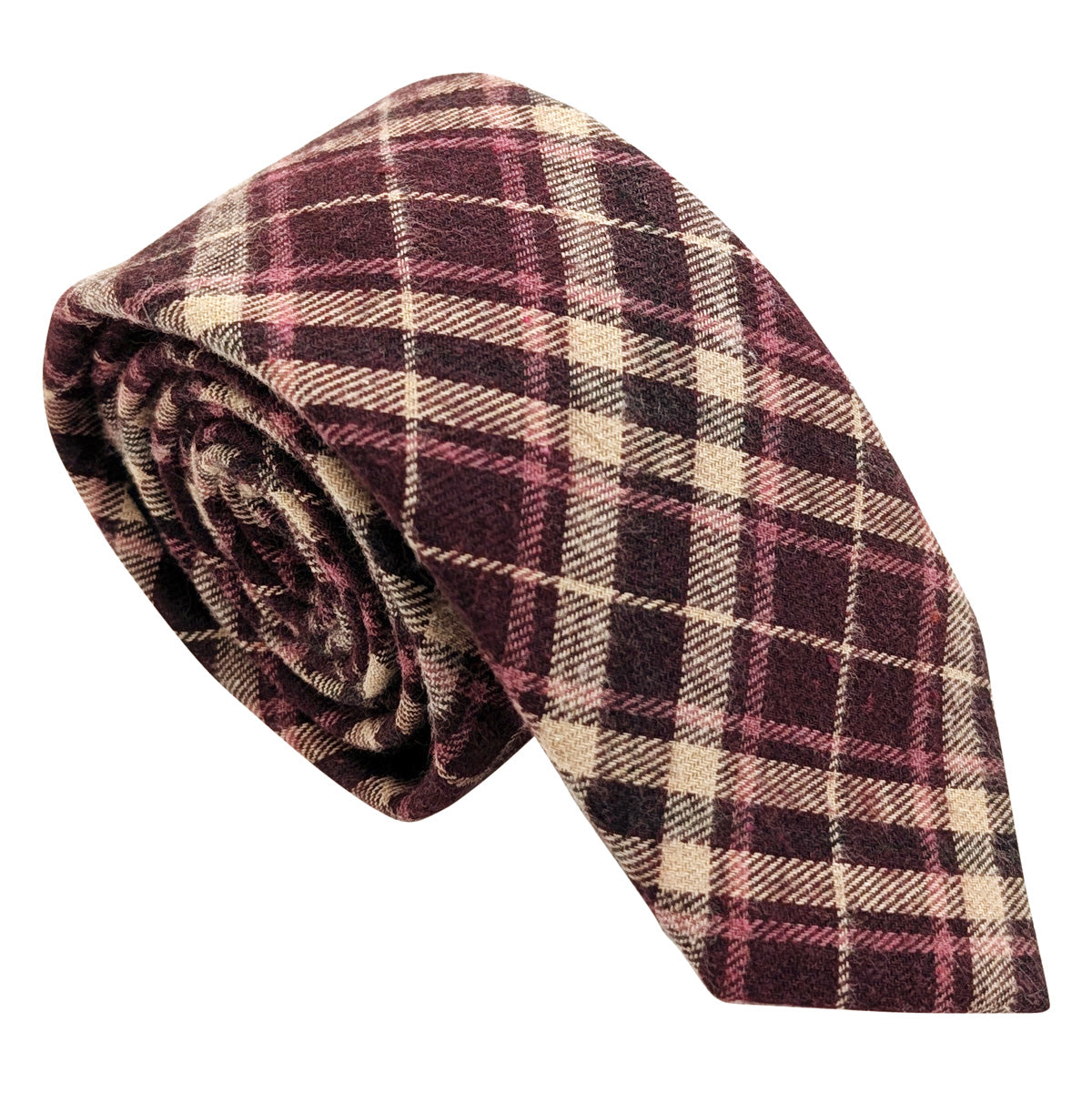 Burgundy-Tartan-Cotton-wedding-tie