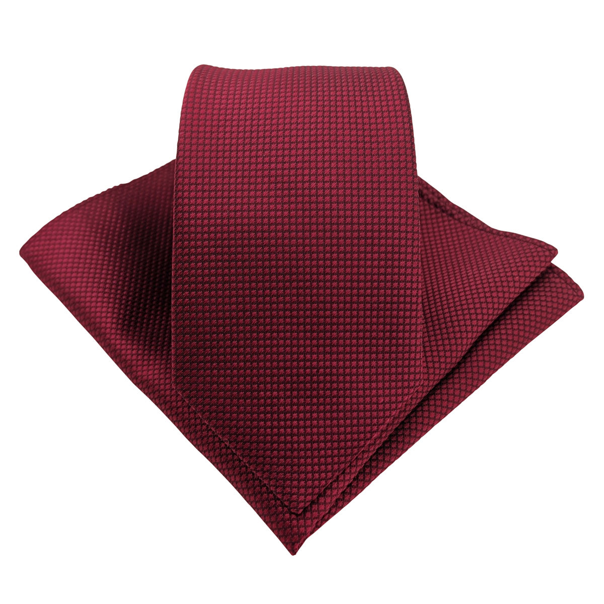 Burgundy Textured Wedding Tie and Pocket Square Set