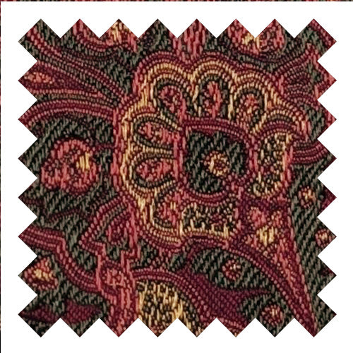 Burgundy & Green Paisley Silk Wedding Swatch