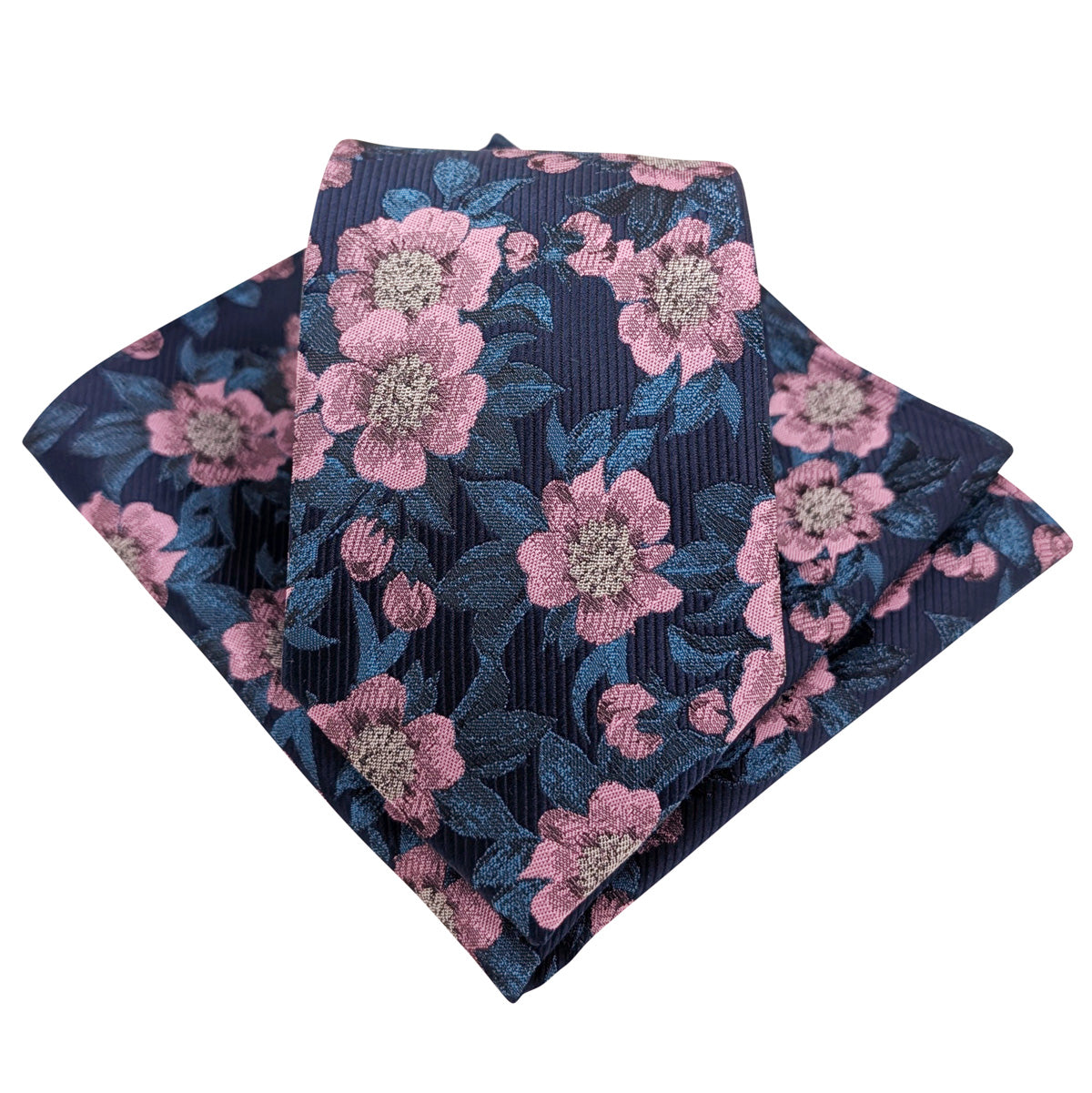 Candy Pink Daisies Wedding Tie and Pocket Square