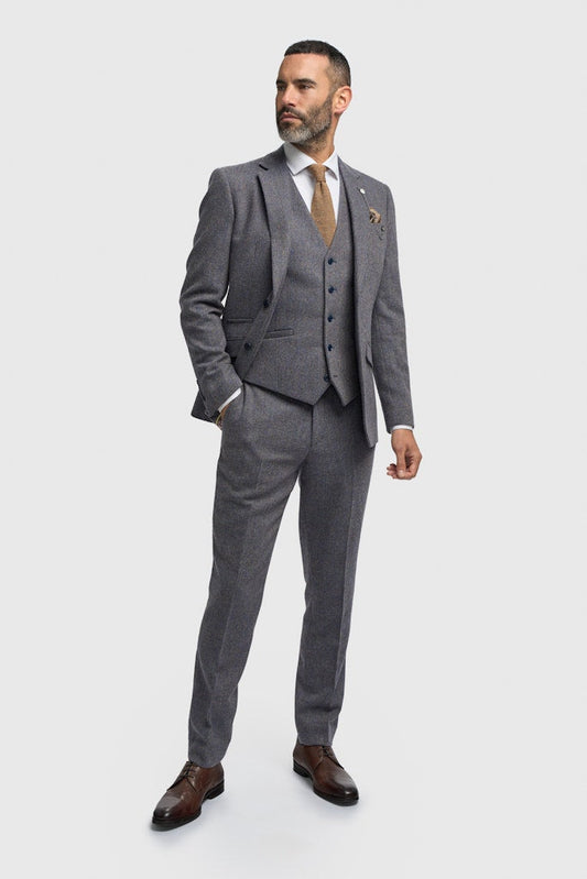 Thomas Grey Herringbone 3 Piece Suit