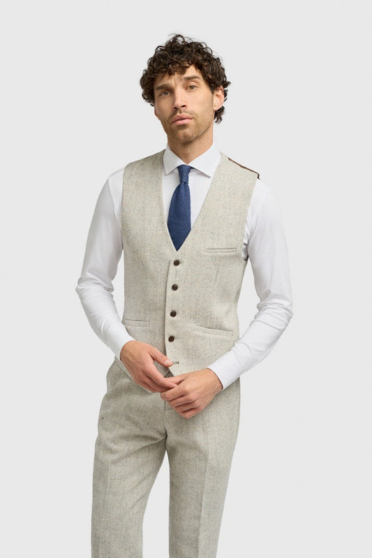 Thomas Pearl Grey Herringbone Waistcoat