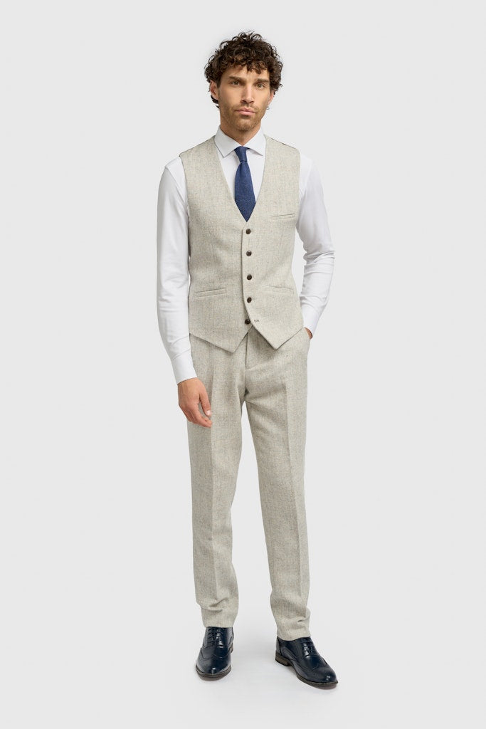 Thomas Pearl Grey Herringbone Waistcoat