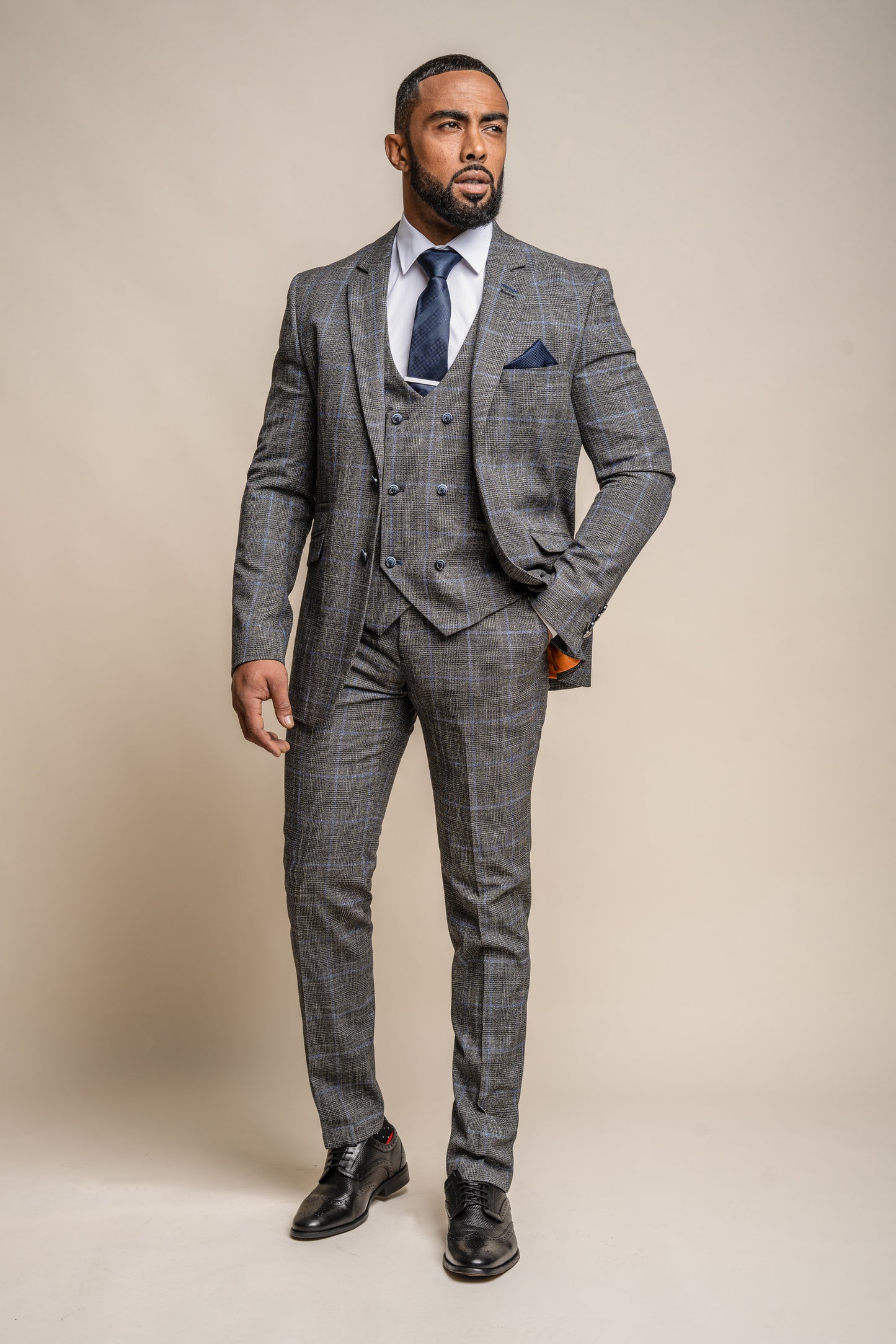 Power Grey Tweed 3 Piece Wedding Suit