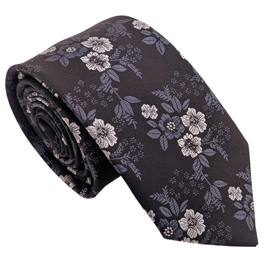 Charcoal Blossom Wedding Tie