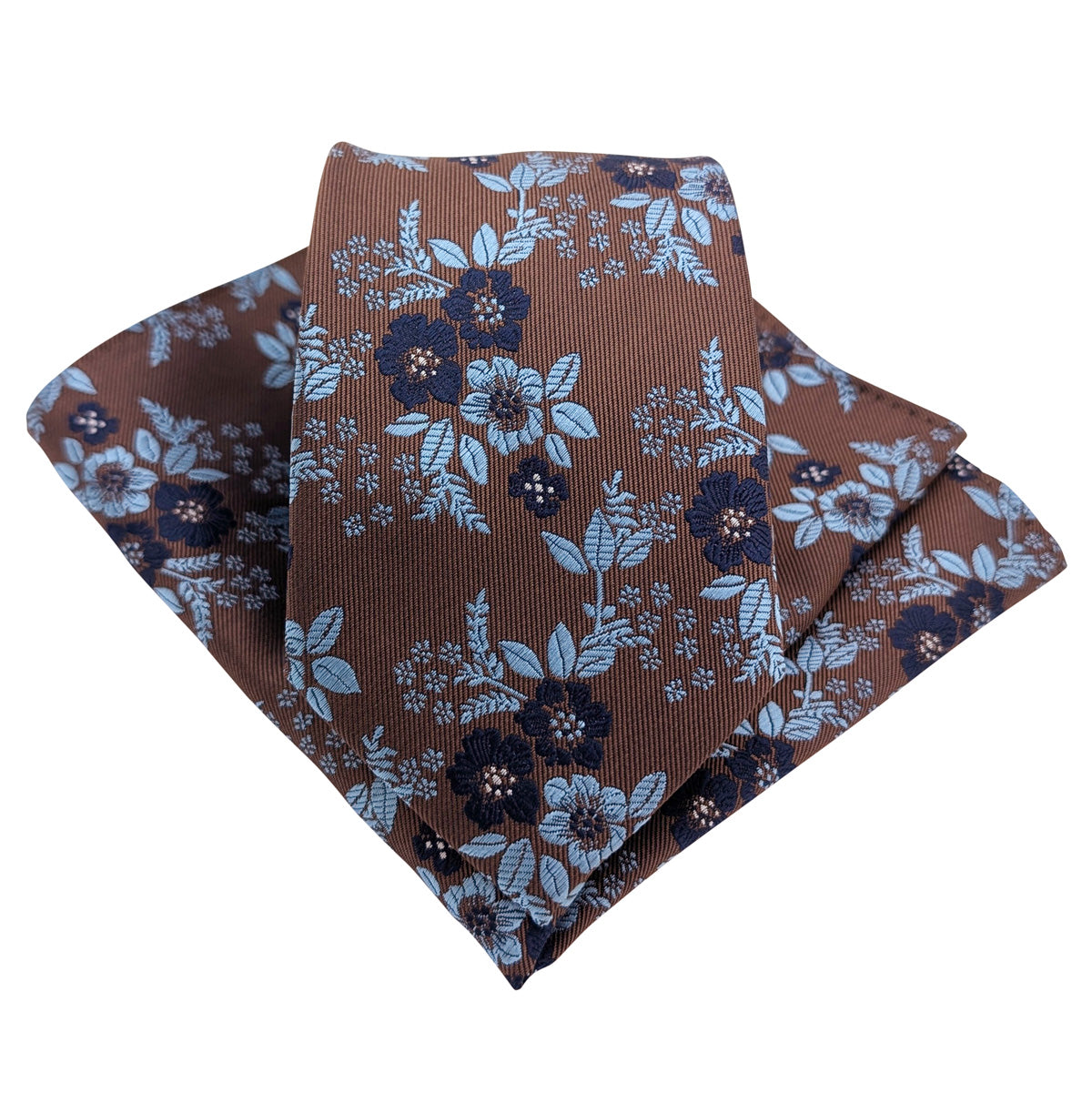 Chocolate Blossom Wedding Tie and Pocket Square