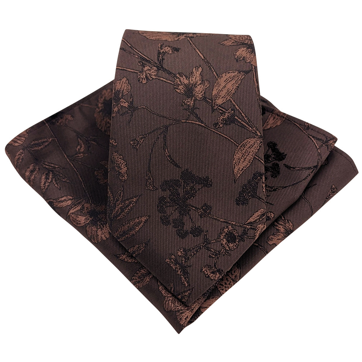 Chocolate Wildflower Wedding Tie and Pocket Square