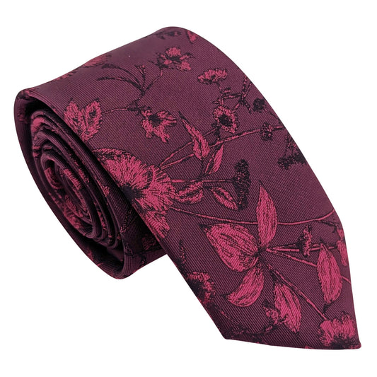 Claret Wildflower Wedding Tie