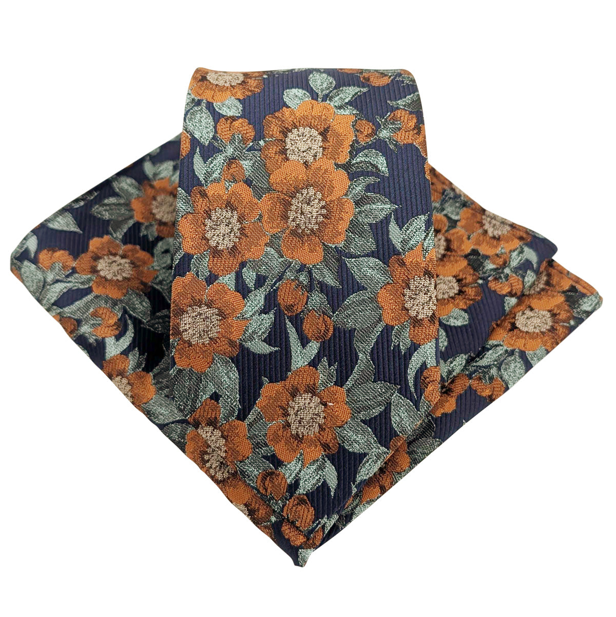 Copper Daisies Wedding Tie and  Pocket Square