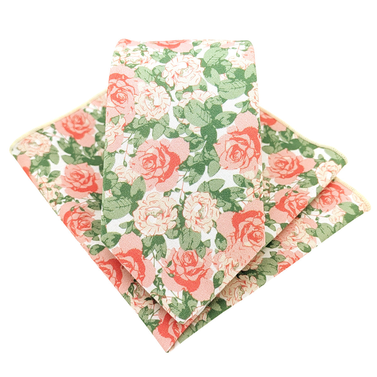 Coral-Roses-Cotton-Tie-and-pocket-Square-set