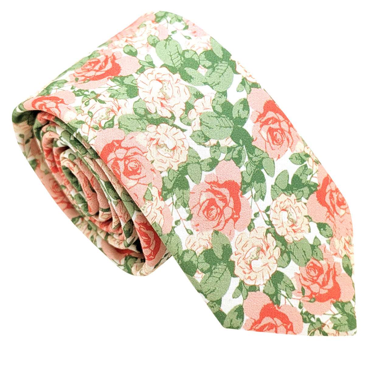 Coral-Roses-Cotton-Wedding-tie